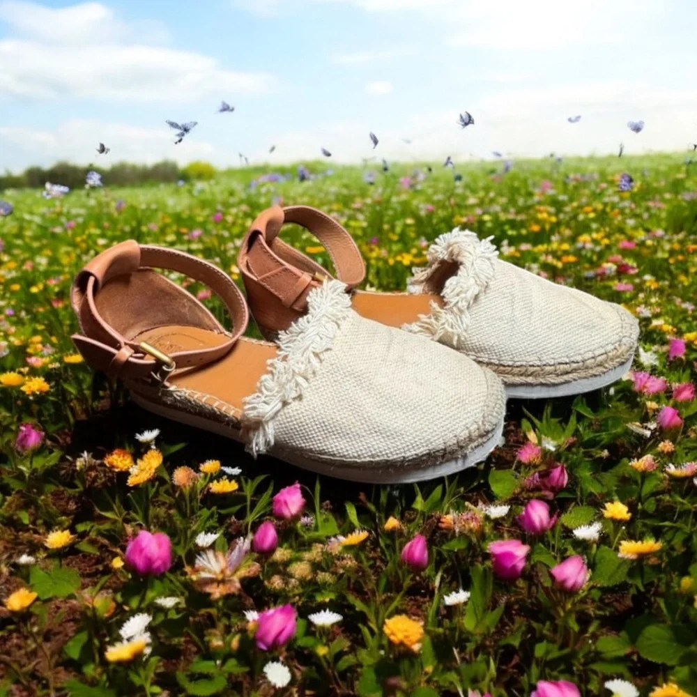 See by Chloe Glyn Espadrille sandal size 39 with fringed canvas and calfskin
